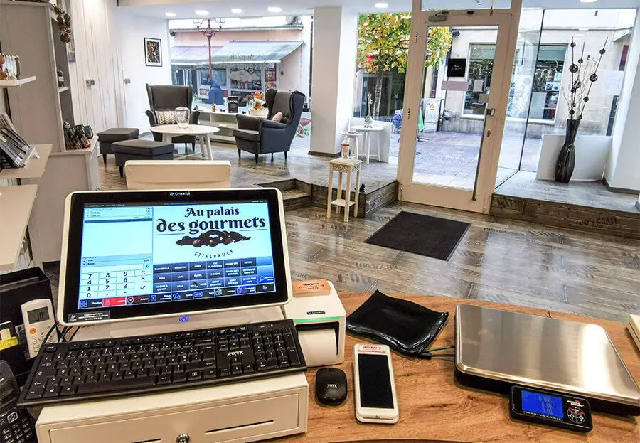 Installation caisse enregistreuse chocolaterie Palais des Gourmets