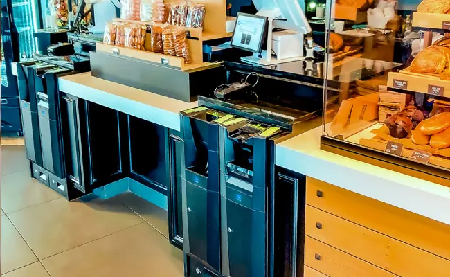 Monnayeur automatique en boulangerie